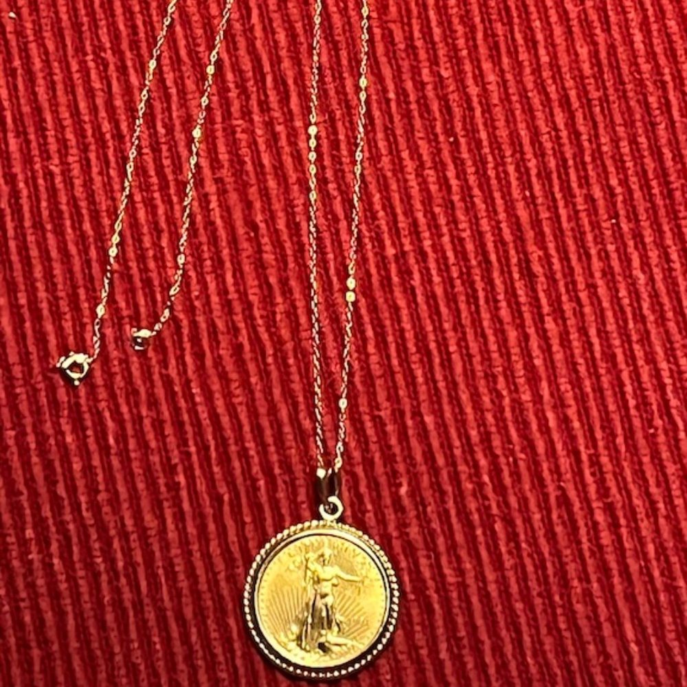 1994 Liberty/American Eagle 1/4 oz 22KT Gold Coin in 14KT YG Pendant - Picture 8 of 9
